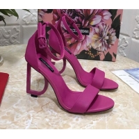 Best Luxury Dolce&Gabbana Matte Calfskin Sandals with DG Heel 10.5cm 011252 Hot Pink 2021