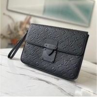 Famous Brand Louis Vuitton Monogram Empreinte Zipper Clutch bag M80560 Black