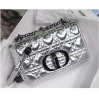 Wholesale SMALL DIOR CARO BAG Silver-Tone Dior Spatial Crinkled Metallic Calfskin M9241B