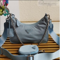 Low Price Prada Re-Edition 2005 Nylon Shoulder Bag 1BH204 Blue 2021