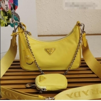 New Product Prada Re-Edition 2005 Nylon Shoulder Bag 1BH204 Yellow 2021