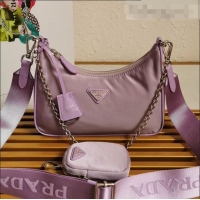 Promotional Prada Re-Edition 2005 Nylon Shoulder Bag 1BH204 Purple 2021