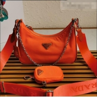 Top Grade Prada Re-Edition 2005 Nylon Shoulder Bag 1BH204 Orange 2021