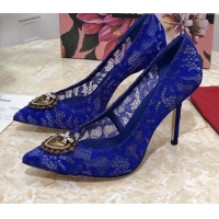 New Design Dolce&Gabbana DG Lace High- Heel Pumps 10.5cm 033175 Blue 2021