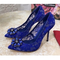 Trendy Design Dolce&Gabbana DG Lace Crystal High- Heel Pumps 10.5cm 033181 Blue 2021