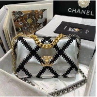 Fashion Inexpensive Chanel 19 flap bag AS1160 Silver & Black