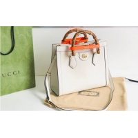 Grade Quality Gucci Diana GG Bamboo Top Handle Original Leather Bag 660195 White