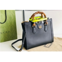 Famous Brand Gucci Diana GG Bamboo Top Handle Original Leather Bag 660195 Black