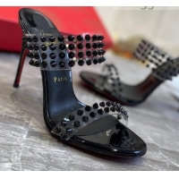 Good Quality Christian Louboutin Stud Transparent Sandals 10cm 042822 Black 2021