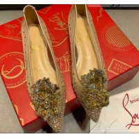 Good Looking Christian Louboutin Mesh Crystal Bloom Flat Ballerinas 070588 2021