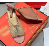 Low Price Christian Louboutin Studded Mesh Mules 5.5cm 070601 Pink 2021