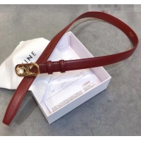 Super Quality Celine Width 2.5cm Caflskin Belt C50401 Burgundy 2020