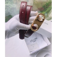 Well Crafted Celine Embossed Calfskin Belt 2.5cm with Logo Buckle C51824 Burgundy 2021