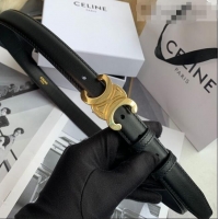 Shop Grade Celine Triomphe Leather Belt 25mm with Logo Buckle C63058 Black 2021