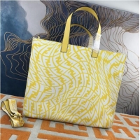 Discount Product FENDI SHOPPER Yellow glazed canvas bag 8BH357AF