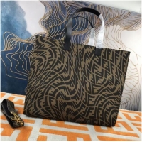 Famous Brand FENDI SHOPPER Brown jacquard FF Vertigo bag 8BH357A