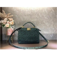 New Release Creation Fendi PEEKABOO ISEEU Weave Bag F4587 blackish green