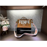 Good Quality FENDI Braided Straw Bag F6535 Camel