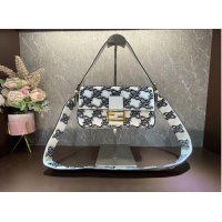 Hot Style Fendi BAGUETTE Black and grey braided leather bag 8BR600A