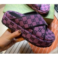 Good Taste Gucci GG Denim Platform Sandal 663666 Purple 2021