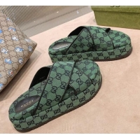 Unique Style Gucci GG Denim Platform Sandal 663666 Green 2021