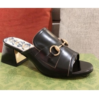 Well Crafted Gucci Leather Slide Sandal with Horsebit 0428112 Black 2021