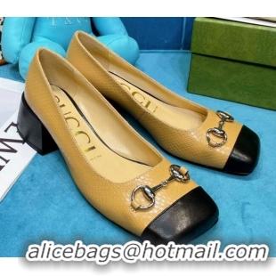 Lowest Cost Gucci Matte Stone-Embossed Calfskin Pumps 2.5cm with Horsebit 043001 Beige 2021