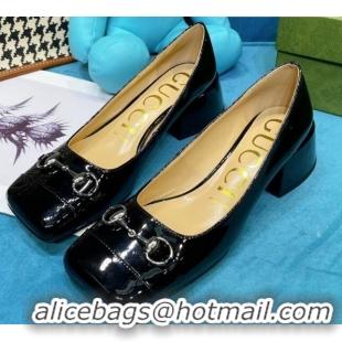 Good Quality Gucci Patent Leather Pumps 2.5cm with Horsebit 043004 Black 2021