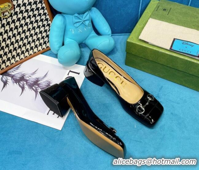 Good Quality Gucci Patent Leather Pumps 2.5cm with Horsebit 043004 Black 2021