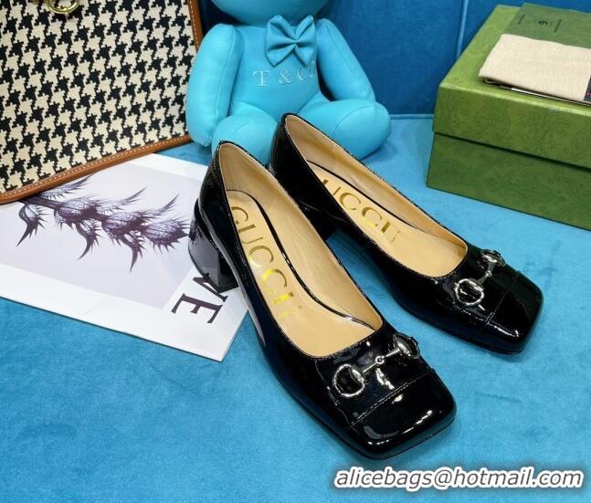 Good Quality Gucci Patent Leather Pumps 2.5cm with Horsebit 043004 Black 2021