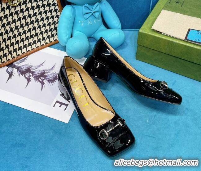 Good Quality Gucci Patent Leather Pumps 2.5cm with Horsebit 043004 Black 2021