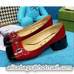 Most Popular Gucci Patent Leather Pumps 2.5cm with Horsebit 043004 Red 2021