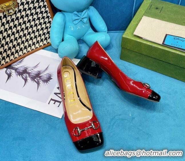 Most Popular Gucci Patent Leather Pumps 2.5cm with Horsebit 043004 Red 2021