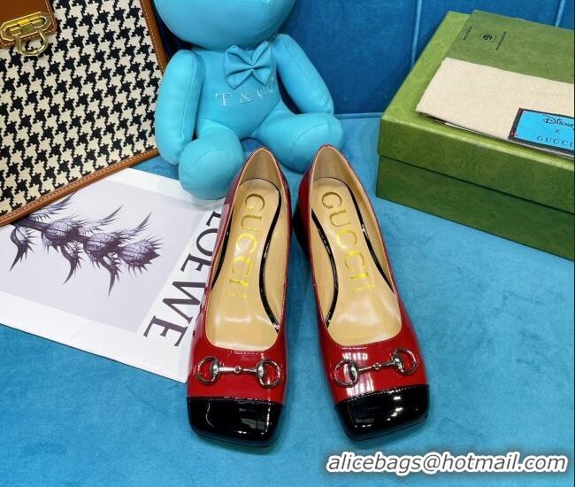 Most Popular Gucci Patent Leather Pumps 2.5cm with Horsebit 043004 Red 2021