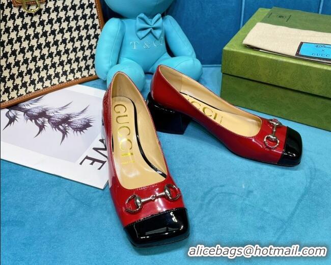 Most Popular Gucci Patent Leather Pumps 2.5cm with Horsebit 043004 Red 2021