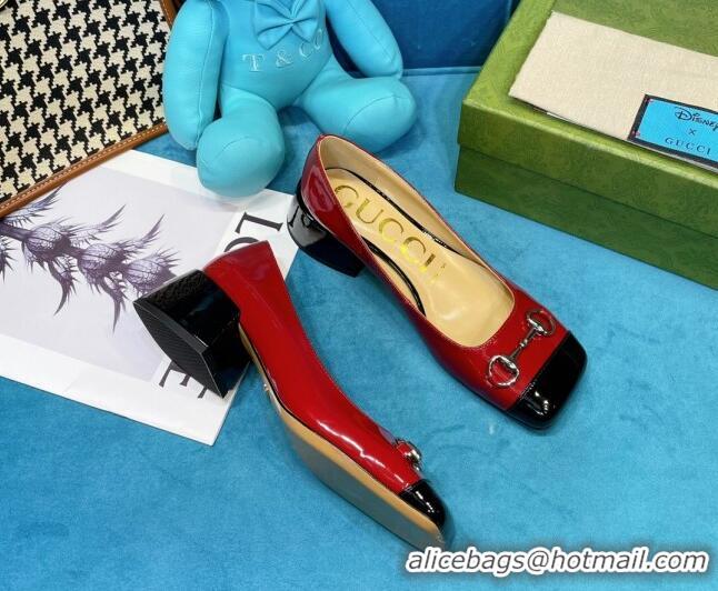 Most Popular Gucci Patent Leather Pumps 2.5cm with Horsebit 043004 Red 2021