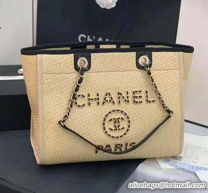 Good Fashion Chanel Small Weave Shopping Bag A66945 Cream