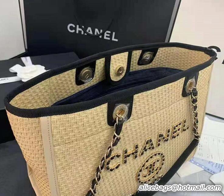 Good Fashion Chanel Small Weave Shopping Bag A66945 Cream