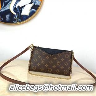 Top Quality Louis Vuitton Monogram Canvas PALLAS Clutch Original Leather M41638 Black