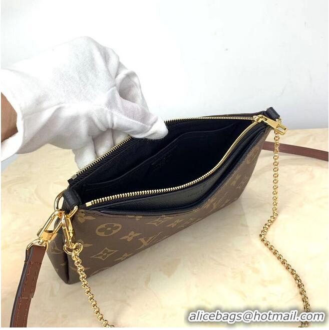 Top Quality Louis Vuitton Monogram Canvas PALLAS Clutch Original Leather M41638 Black