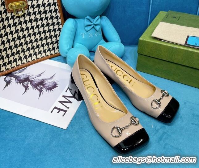 Unique Style Gucci Patent Leather Pumps 2.5cm with Horsebit 043004 Beige 2021