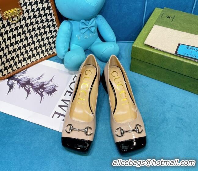 Unique Style Gucci Patent Leather Pumps 2.5cm with Horsebit 043004 Beige 2021