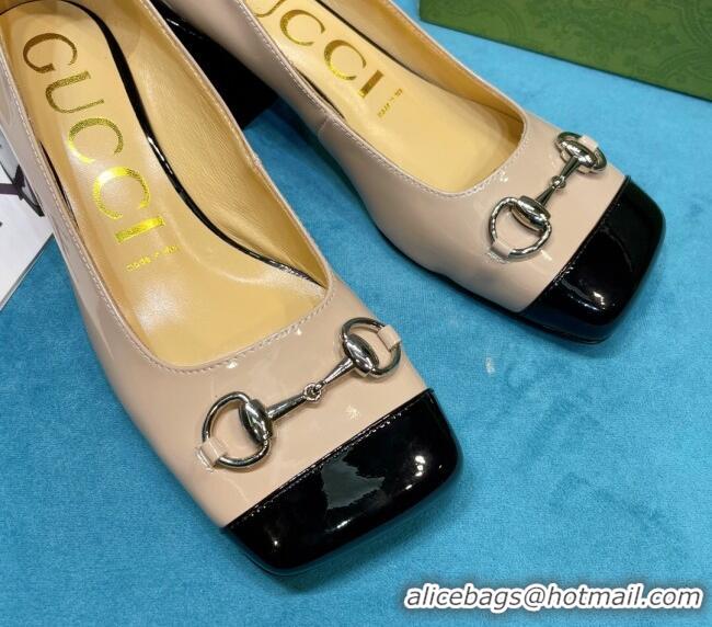 Unique Style Gucci Patent Leather Pumps 2.5cm with Horsebit 043004 Beige 2021