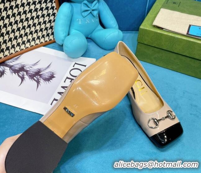 Unique Style Gucci Patent Leather Pumps 2.5cm with Horsebit 043004 Beige 2021