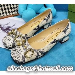 Low Price Gucci Python Print Leather Heeled Pumps 2.5cm with Horsebit 043013 2021