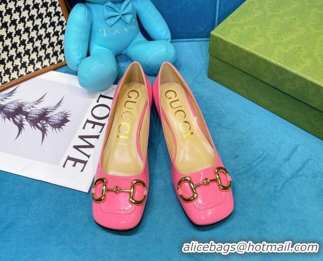 Charming Gucci Patent Leather Pumps 2.5cm with Horsebit 043016 Pink 2021