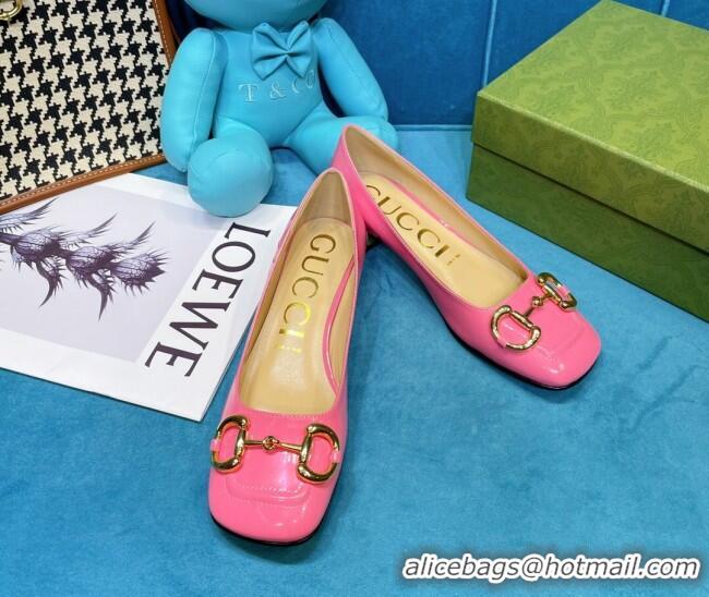 Charming Gucci Patent Leather Pumps 2.5cm with Horsebit 043016 Pink 2021