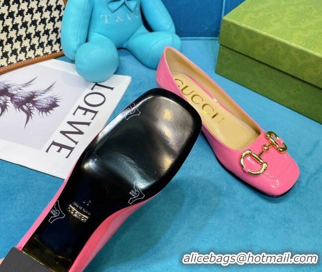 Charming Gucci Patent Leather Pumps 2.5cm with Horsebit 043016 Pink 2021