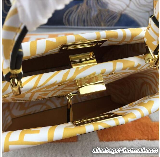 Buy Inexpensive Fendi PEEKABOO MINI Yellow and white FF Vertigo leather bag 8BN244AG