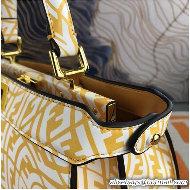 Famous Brand Fendi PEEKABOO ISEEU MEDIUM Yellow and white FF Vertigo leather bag 8BN321AGK